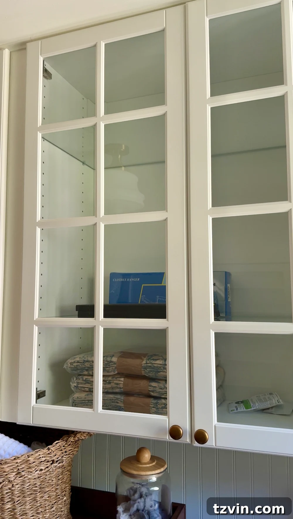 No Sew DIY Fabric Cabinet Doors That Hide Clutter in Style