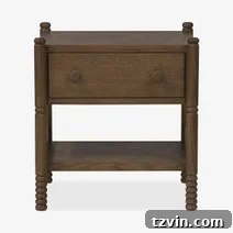Tiny Bedroom Solutions: 20+ Space-Saving Nightstands 20 Compact dark wood bedside table with a streamlined design and brass handle, suitable for traditional and modern interiors.