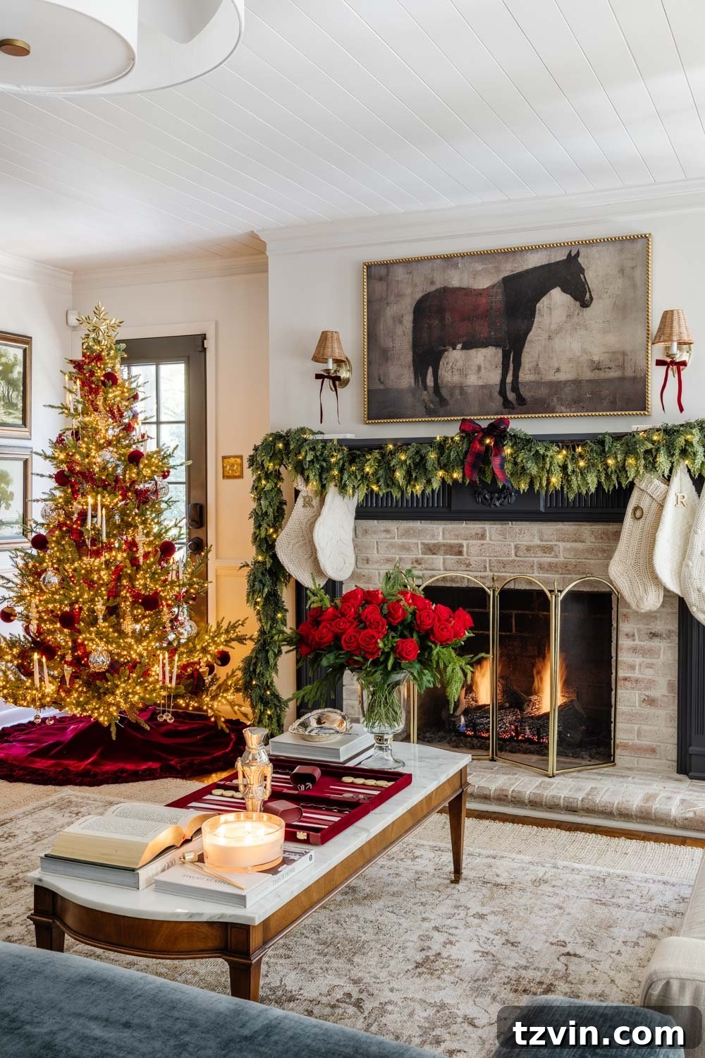 Festive Ralph Lauren Style on a Dime 2 Ralph Lauren Christmas living room with classic decor