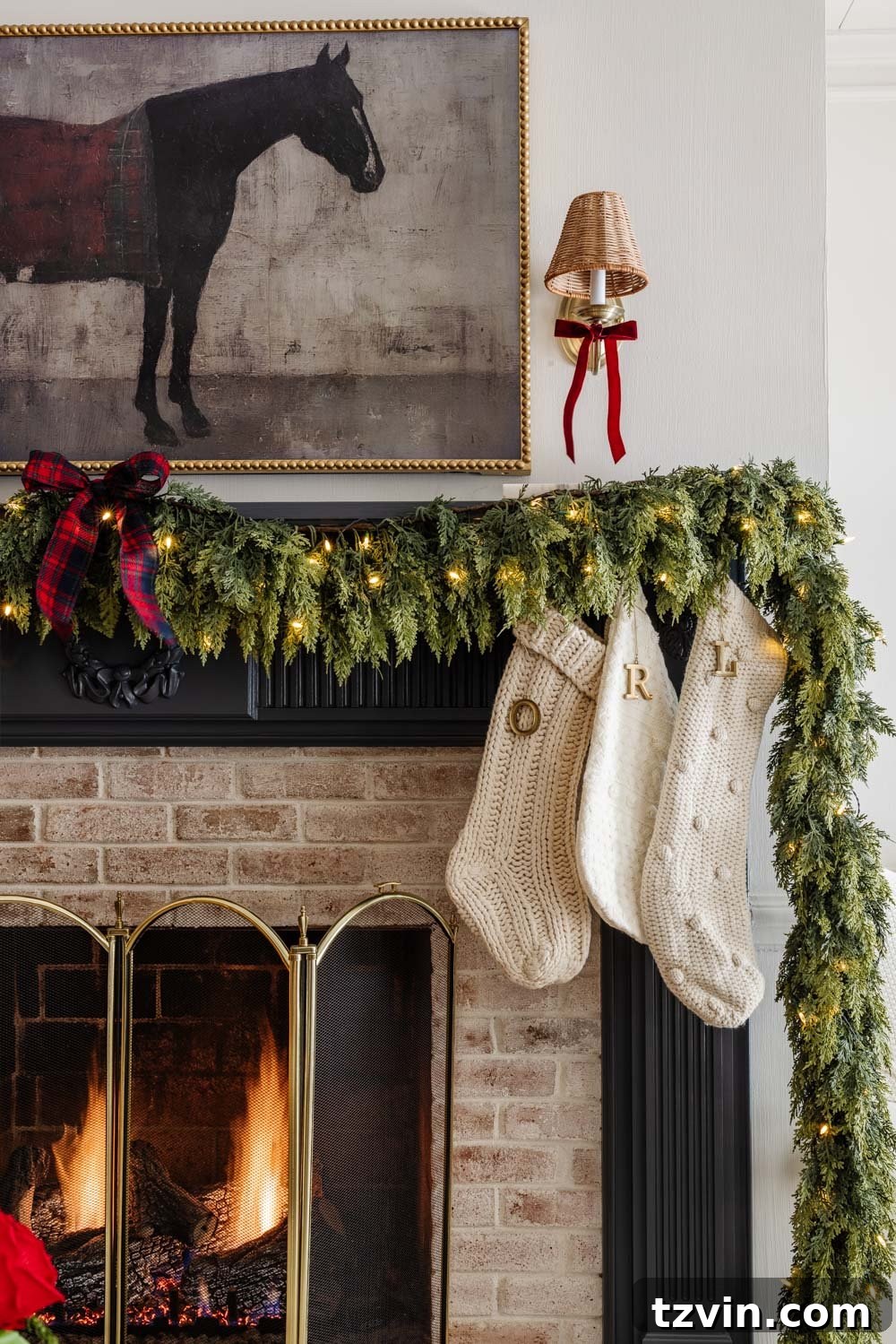 Festive Ralph Lauren Style on a Dime 5 Navy blue mantel with garland