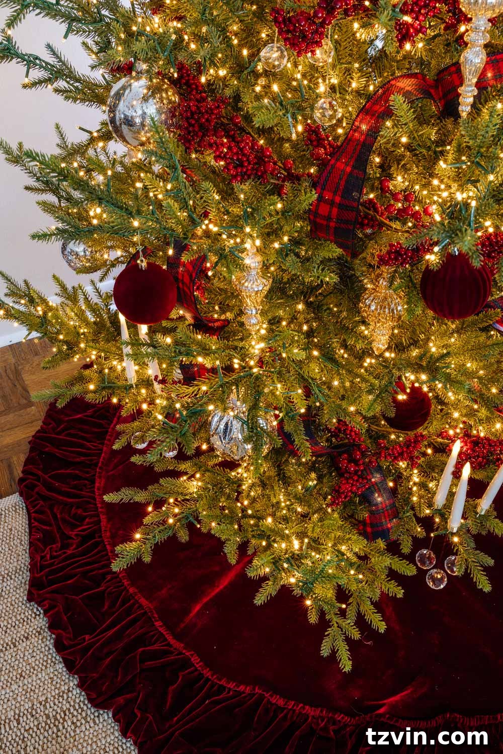 Festive Ralph Lauren Style on a Dime 9 Ralph Lauren Christmas tree with mercury glass ornaments