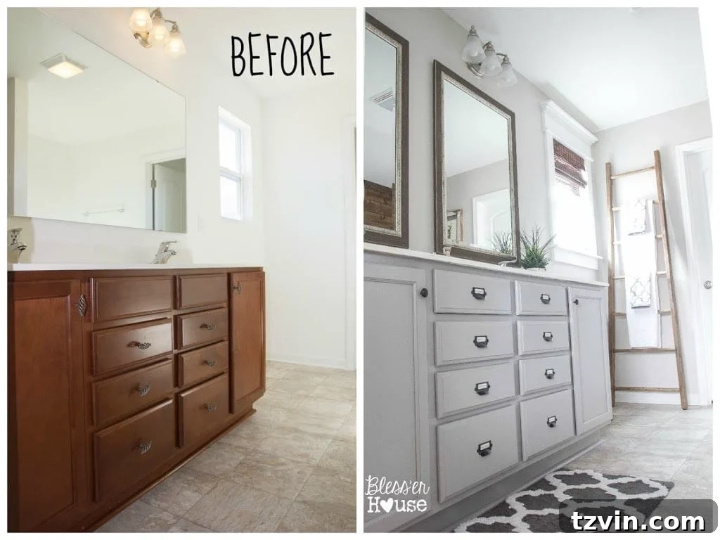 Rustic Industrial Bathroom Makeover | Builder Grade Transformation | Bless'er House