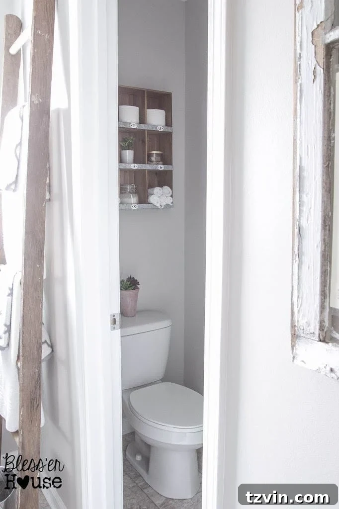 Water Closet Organization | Small Bathroom Storage | Cubby Shelf Ideas