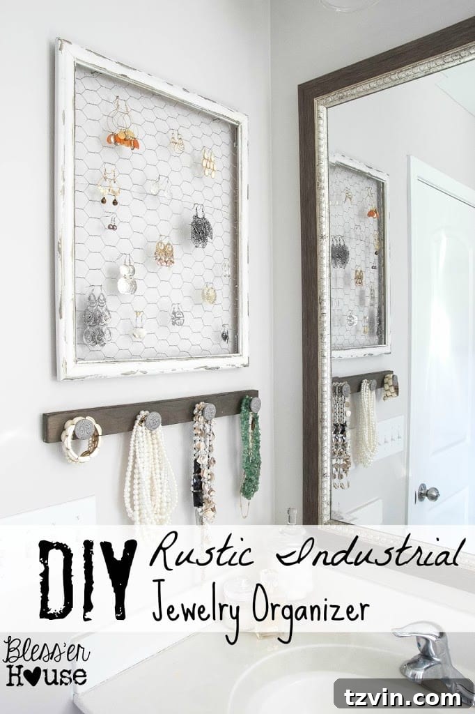 DIY Rustic Industrial Jewelry Wall Organizer