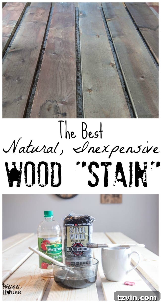 If you're looking for an all natural wood stain method, this is the perfect DIY project for you! Just three ingredients are needed to make this inexpensive and all-natural wood stain. 