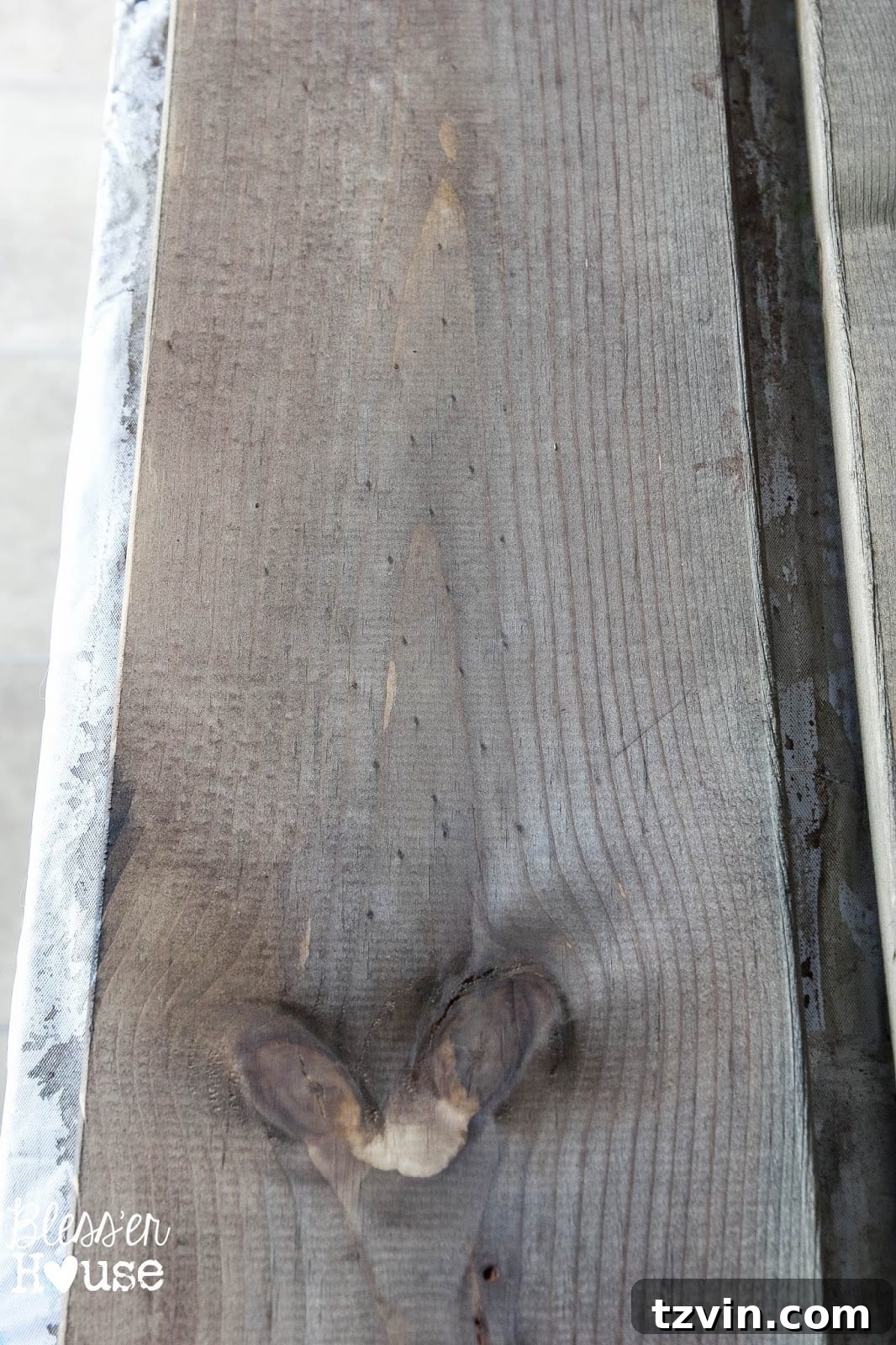 After one hour, this all natural wood stain has fully deepened to a beautiful aged grey and looks amazing on the lumber!