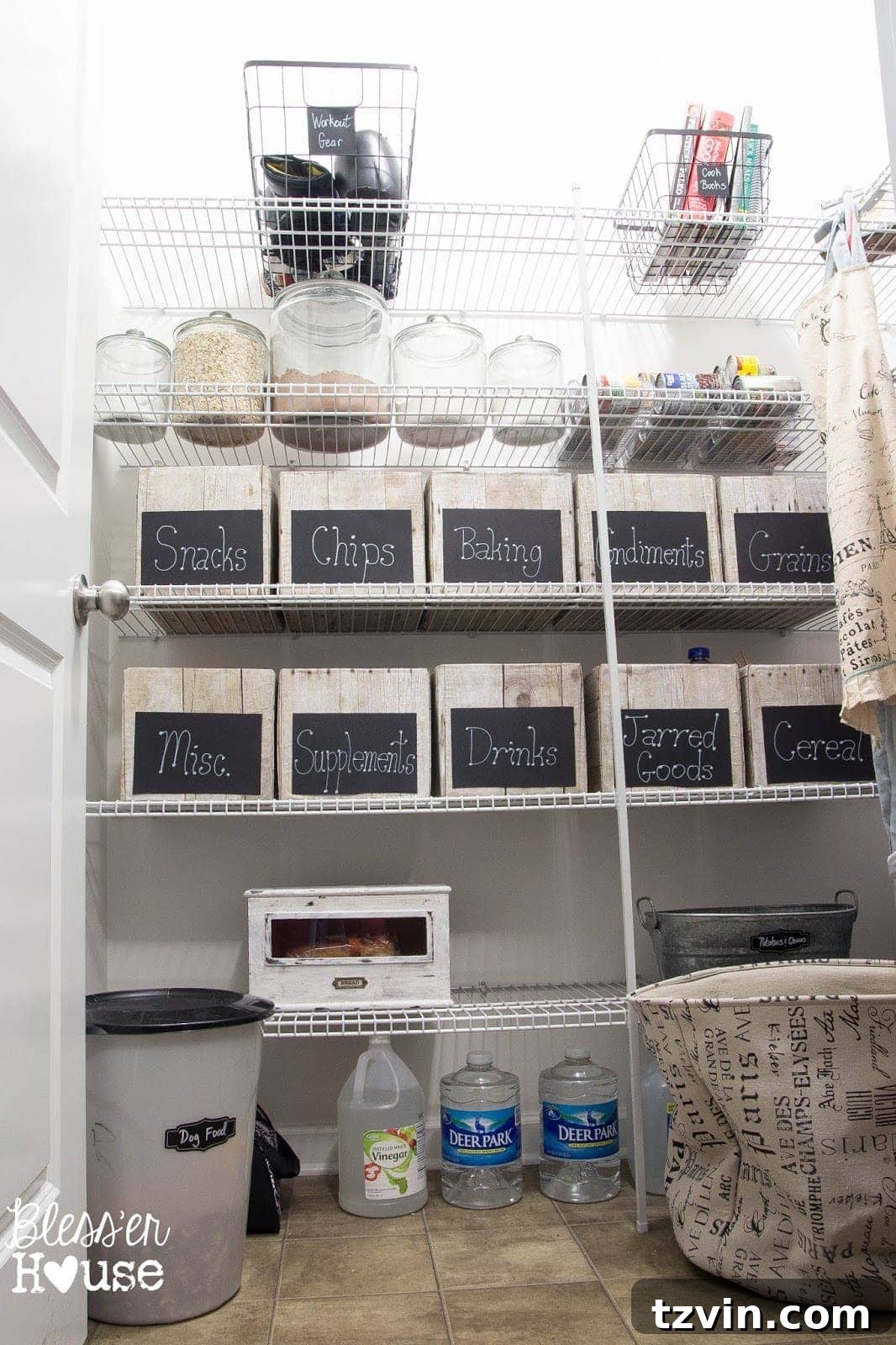 Bless'er House | The Cheapest Way to Organize a Pantry + Free Printable Glass containers for dry goods in the pantry