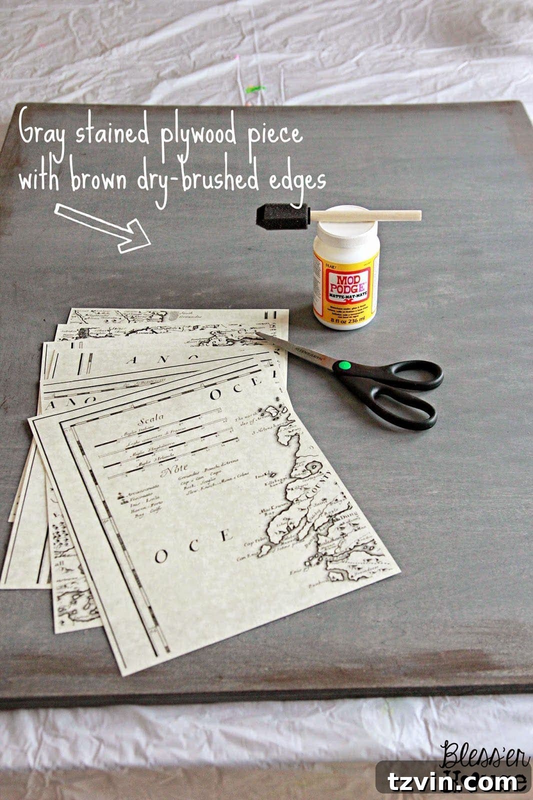 Bless'er House | DIY Oversized Vintage Irish Map Restoration Hardware KnockOff