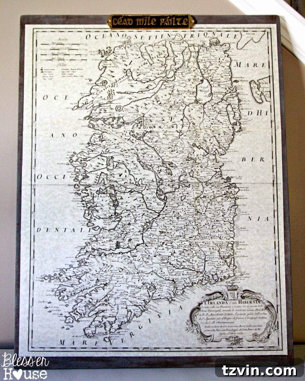 Bless'er House | DIY Oversized Vintage Irish Map Restoration Hardware KnockOff