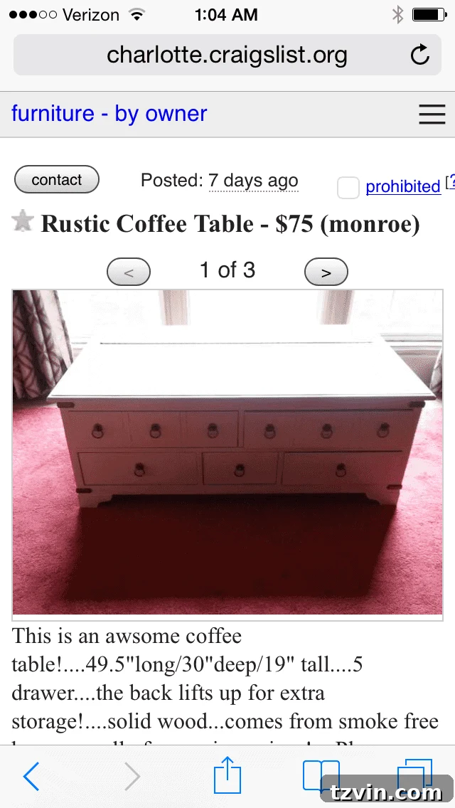 Craigslist Coffee Table Find - Before DIY