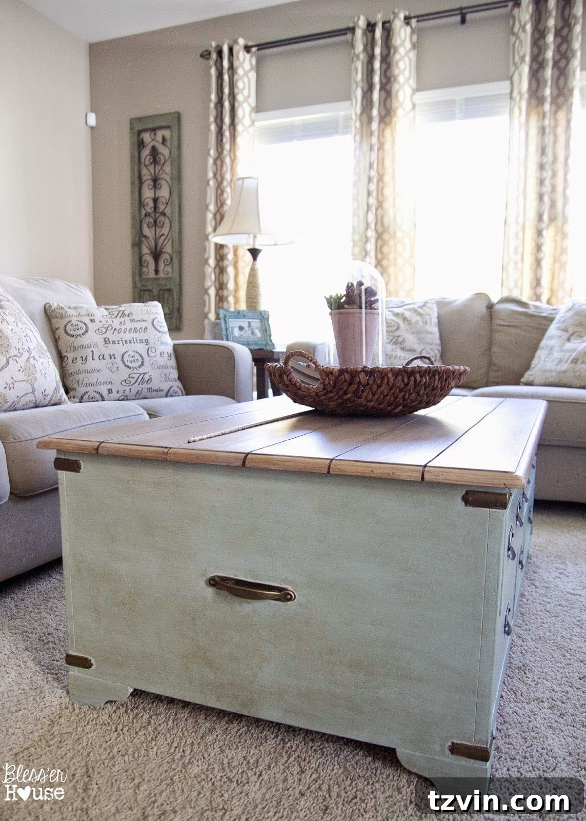 Faux Planked Card Catalog Coffee Table - Paint Detail