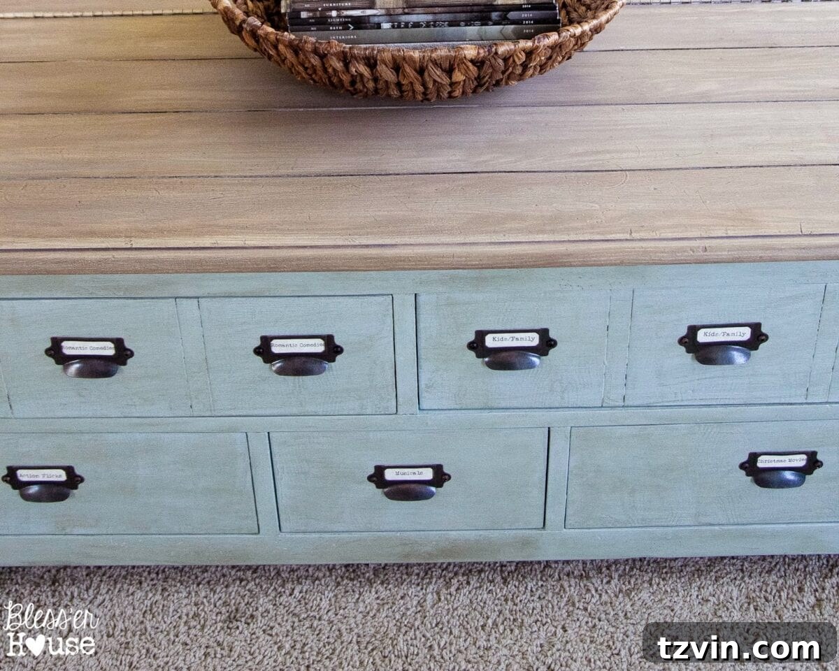 Faux Planked Card Catalog Coffee Table - Waxing Process
