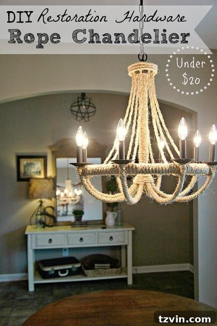 DIY Rope Chandelier Knock-Off