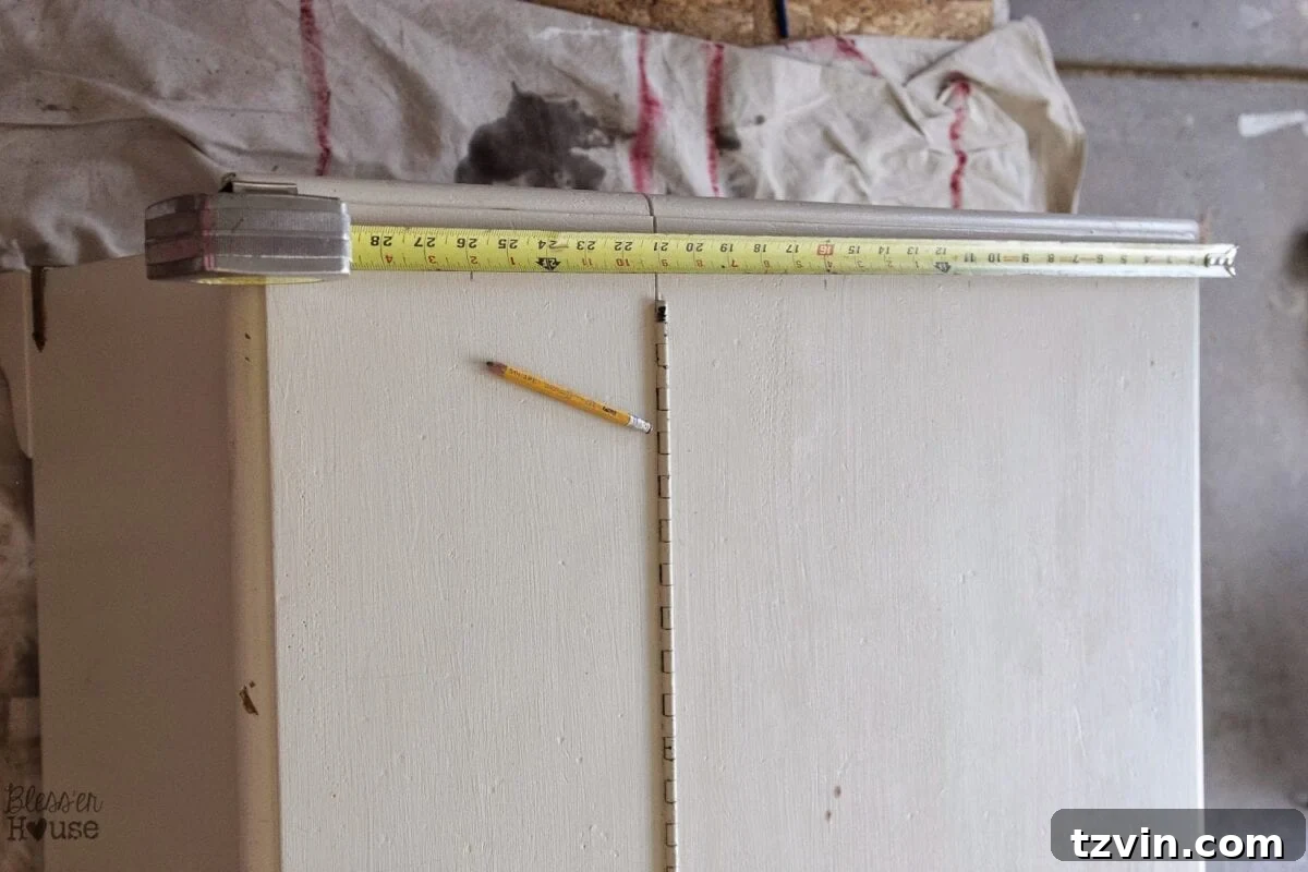 Measuring and Marking Faux Planks on Tabletop