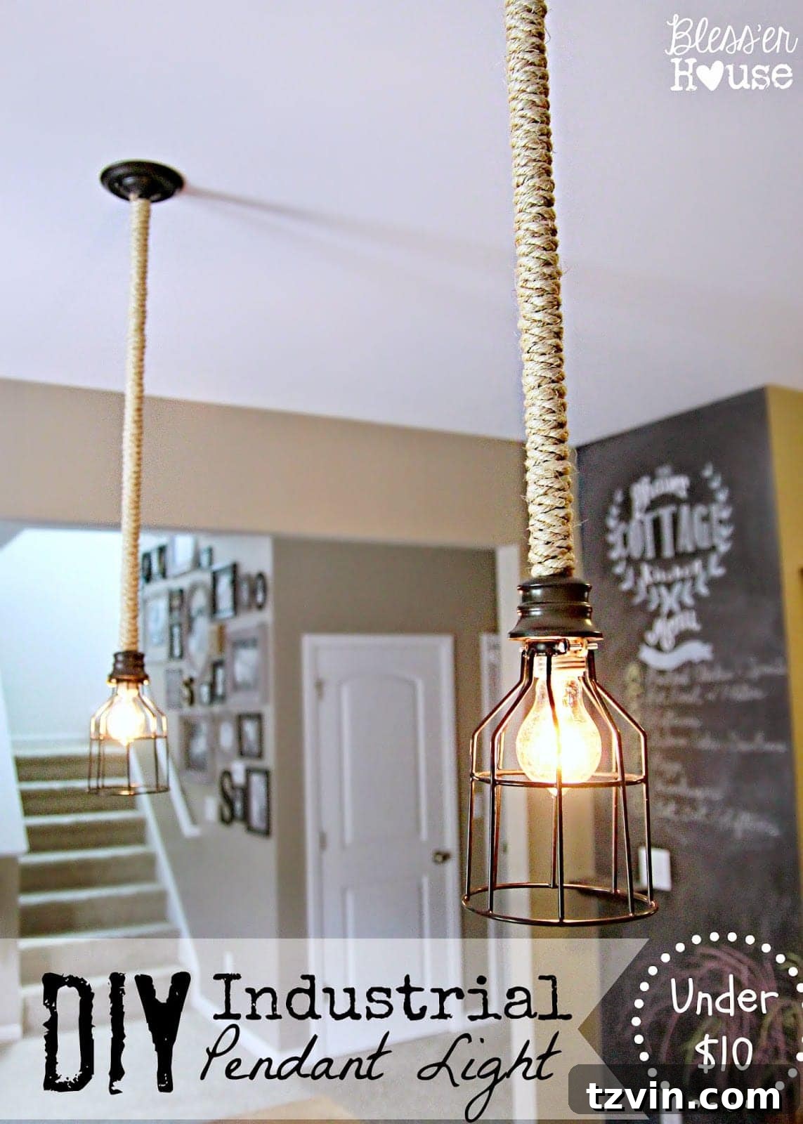 DIY Industrial Pendant Light: Bless'er House