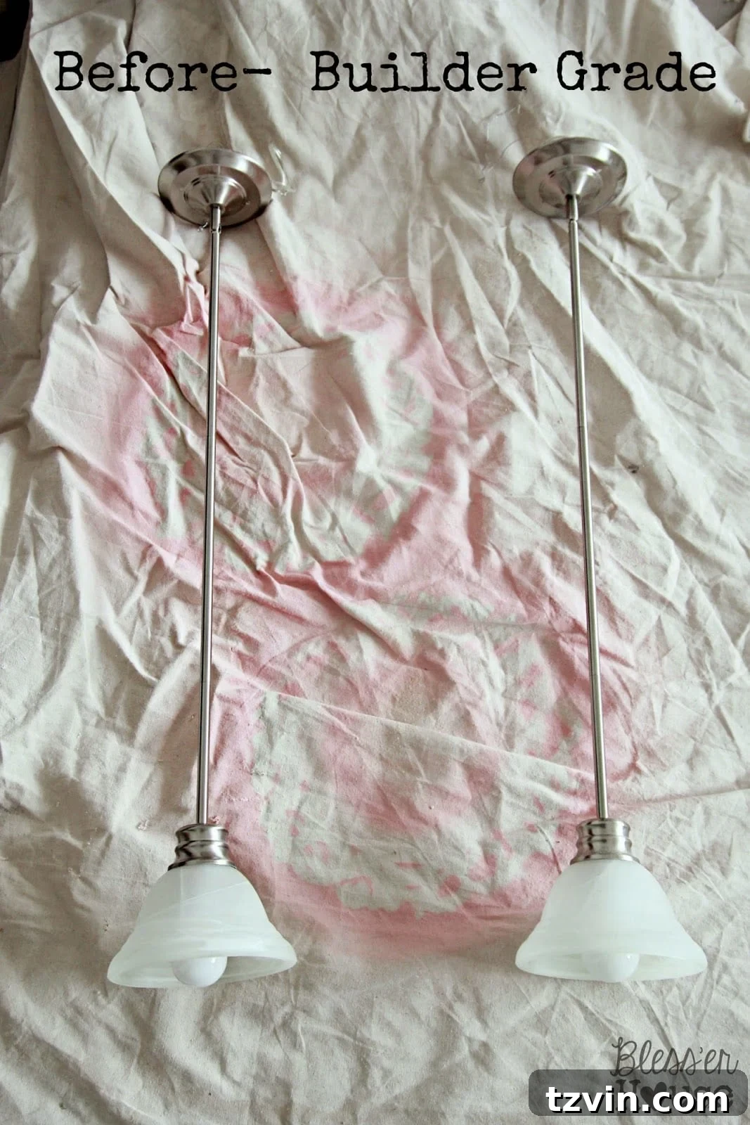 Before: Builder-grade mini pendant light