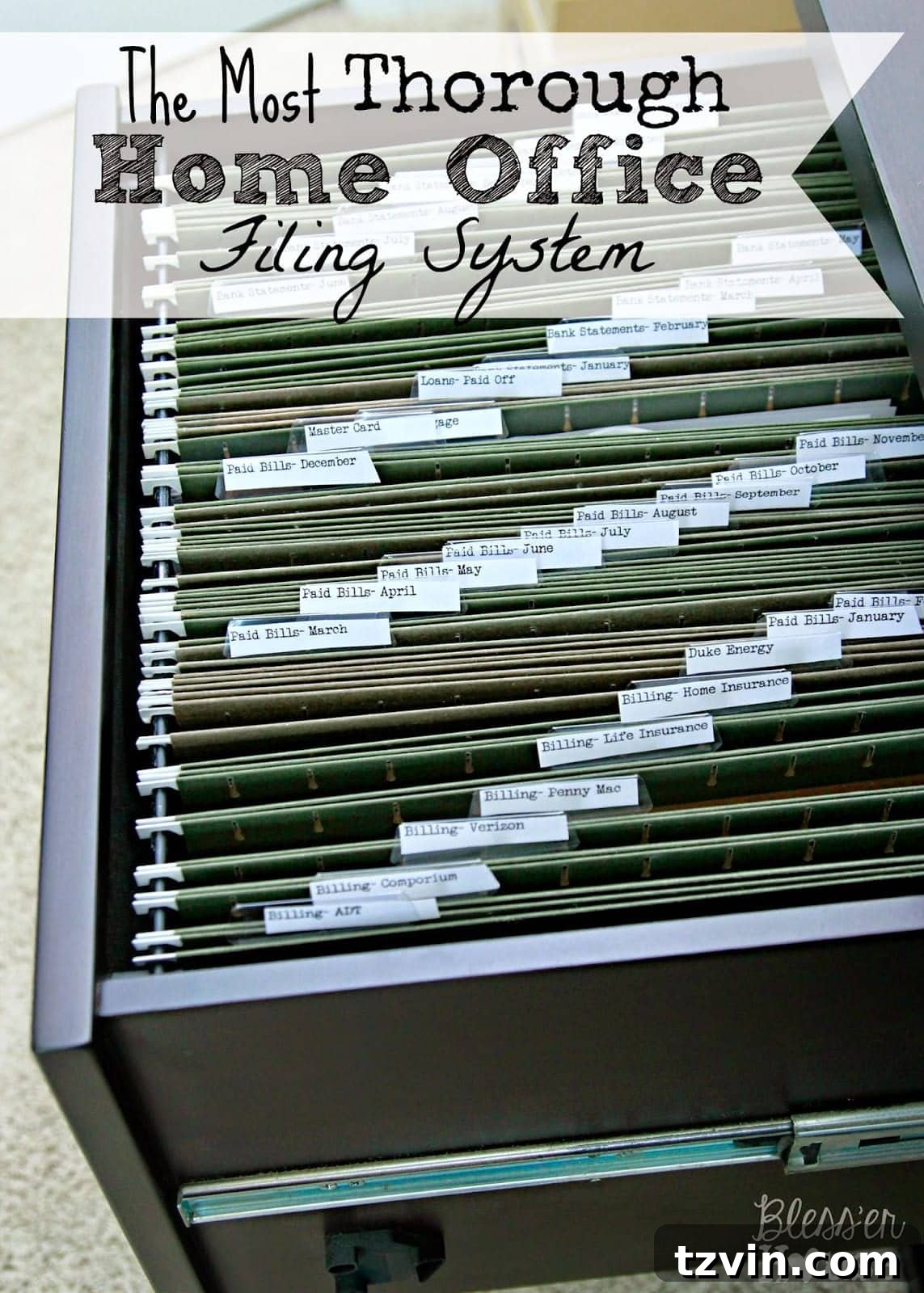 Organized Home Office Filing System