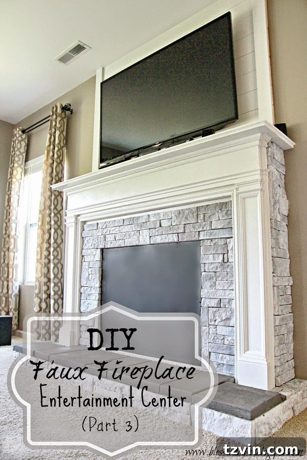 Our $600 Faux Fireplace Transformation Revealed 6 Faux fireplace with Air Stone before final painting