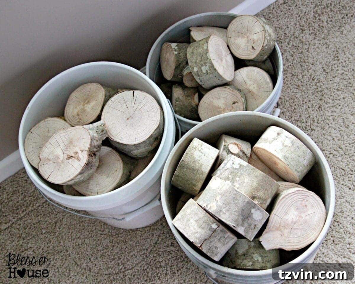 Our $600 Faux Fireplace Transformation Revealed 7 Assorted log slices for faux fireplace
