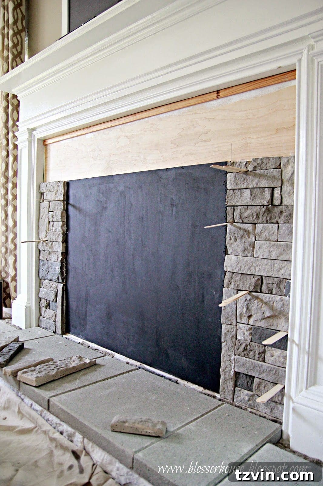 Building Your Faux Fireplace Media Console 17 Popsicle Sticks for Spacing Airstone