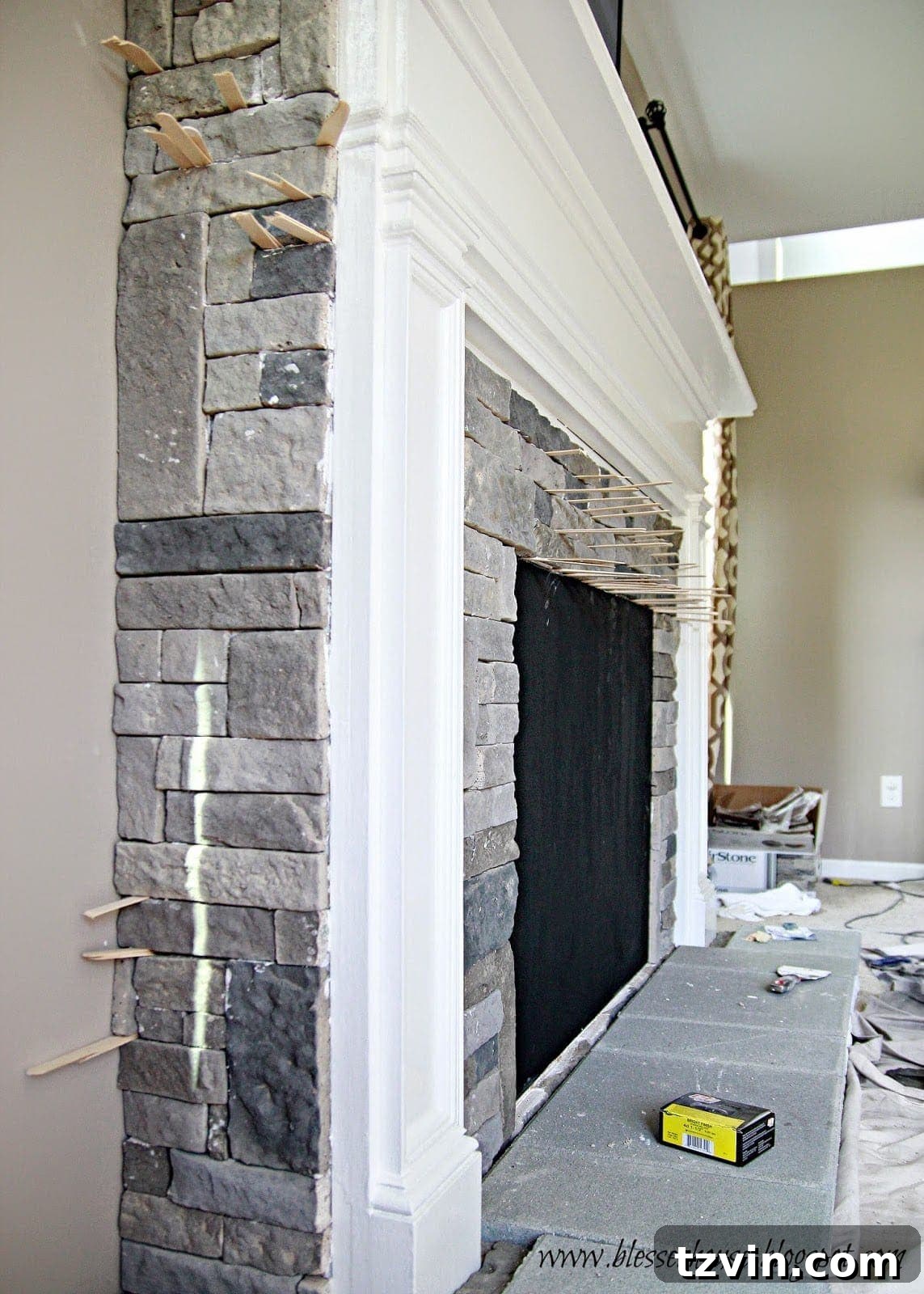Building Your Faux Fireplace Media Console 19 Fireplace with Popsicle Stick Supports