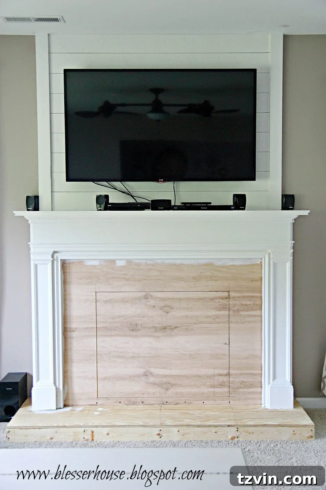 Building Your Faux Fireplace Media Console 3 Primed and Painted Faux Fireplace Frame