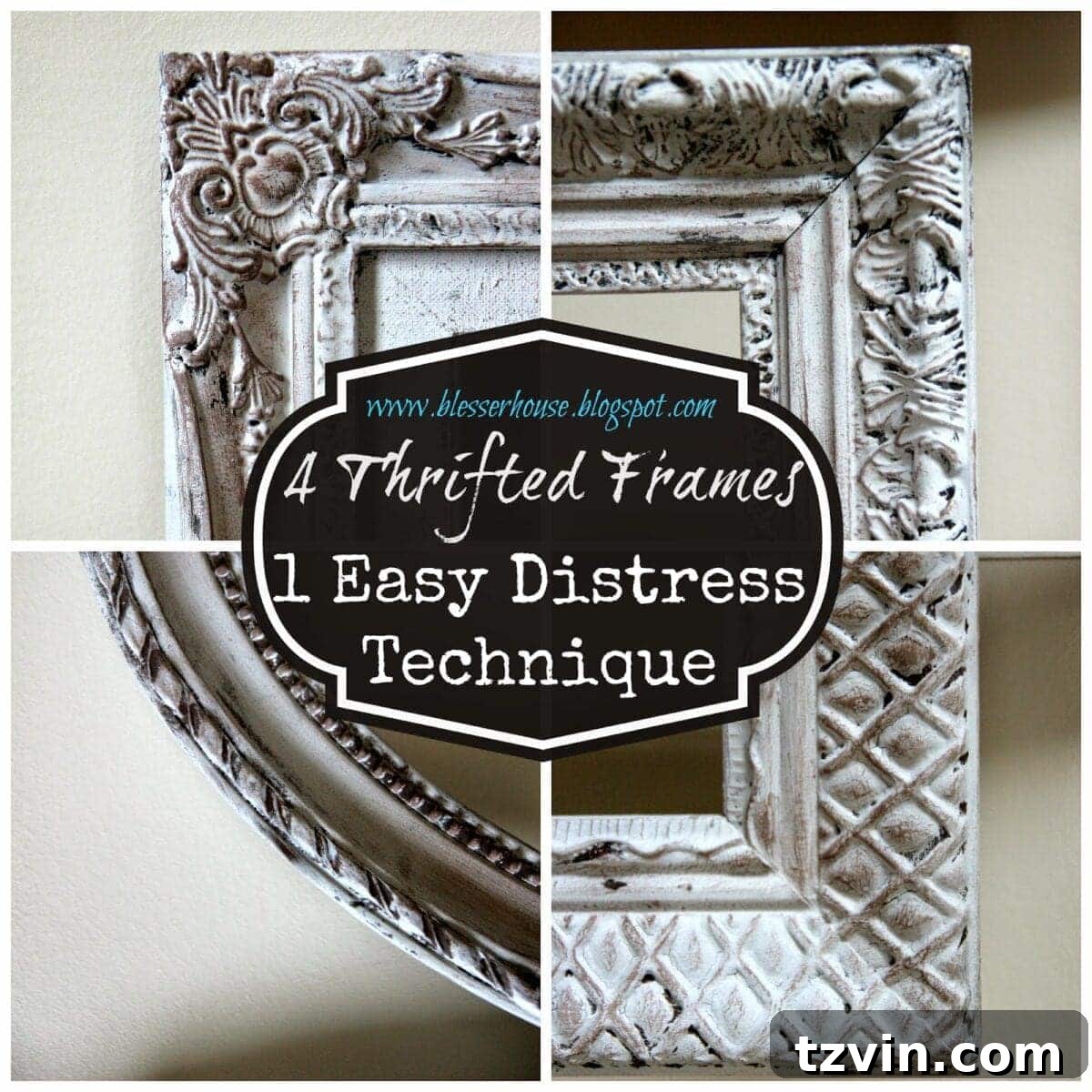 Beautifully distressed picture frames showcasing an antique finish