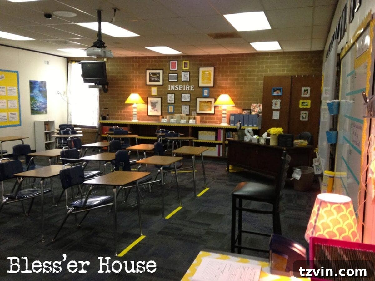 Creating an Inspiring High School English Classroom Inviting high school English classroom decor.