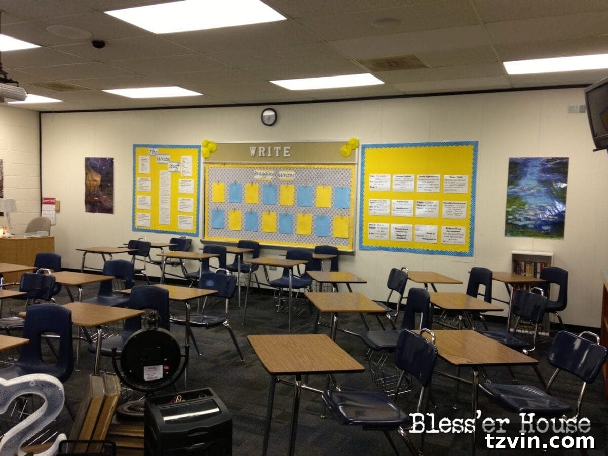 Another view of the Bragging Writes Wall in an English classroom.