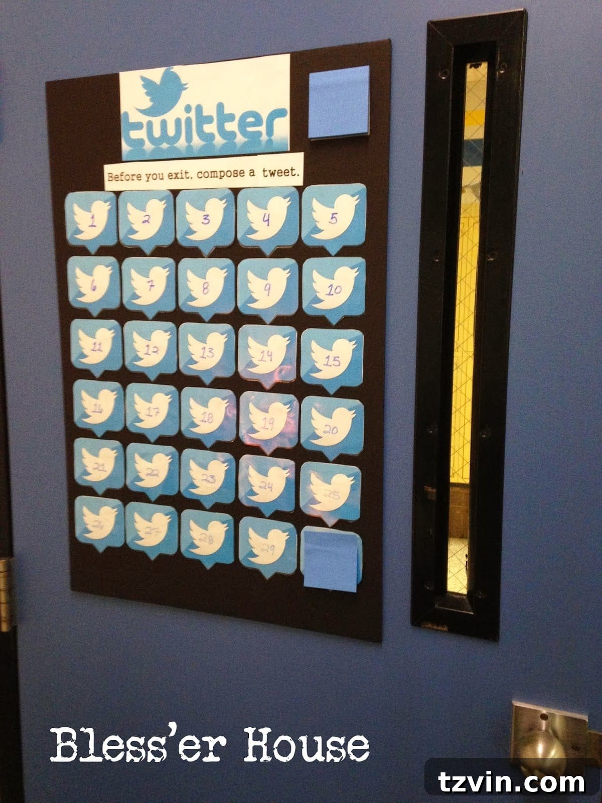 Twitter-themed exit ticket board for student feedback.