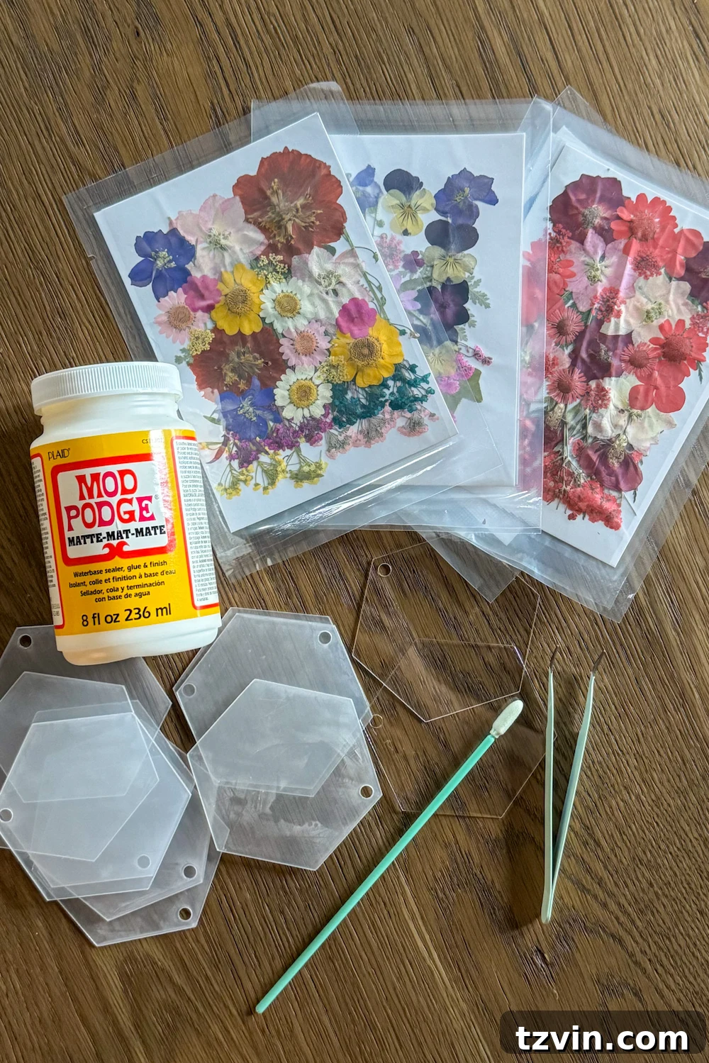 Supplies for DIY Pressed Flower Ornaments
