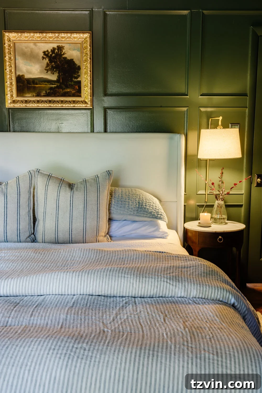 A tidy bedside table with a minimalist nightstand