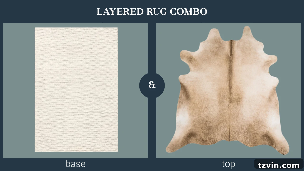 Layering Rugs: Expert Tips and Stylish Combinations 7 A cozy rug layering combination featuring a braided cotton base rug and a soft plush accent rug.