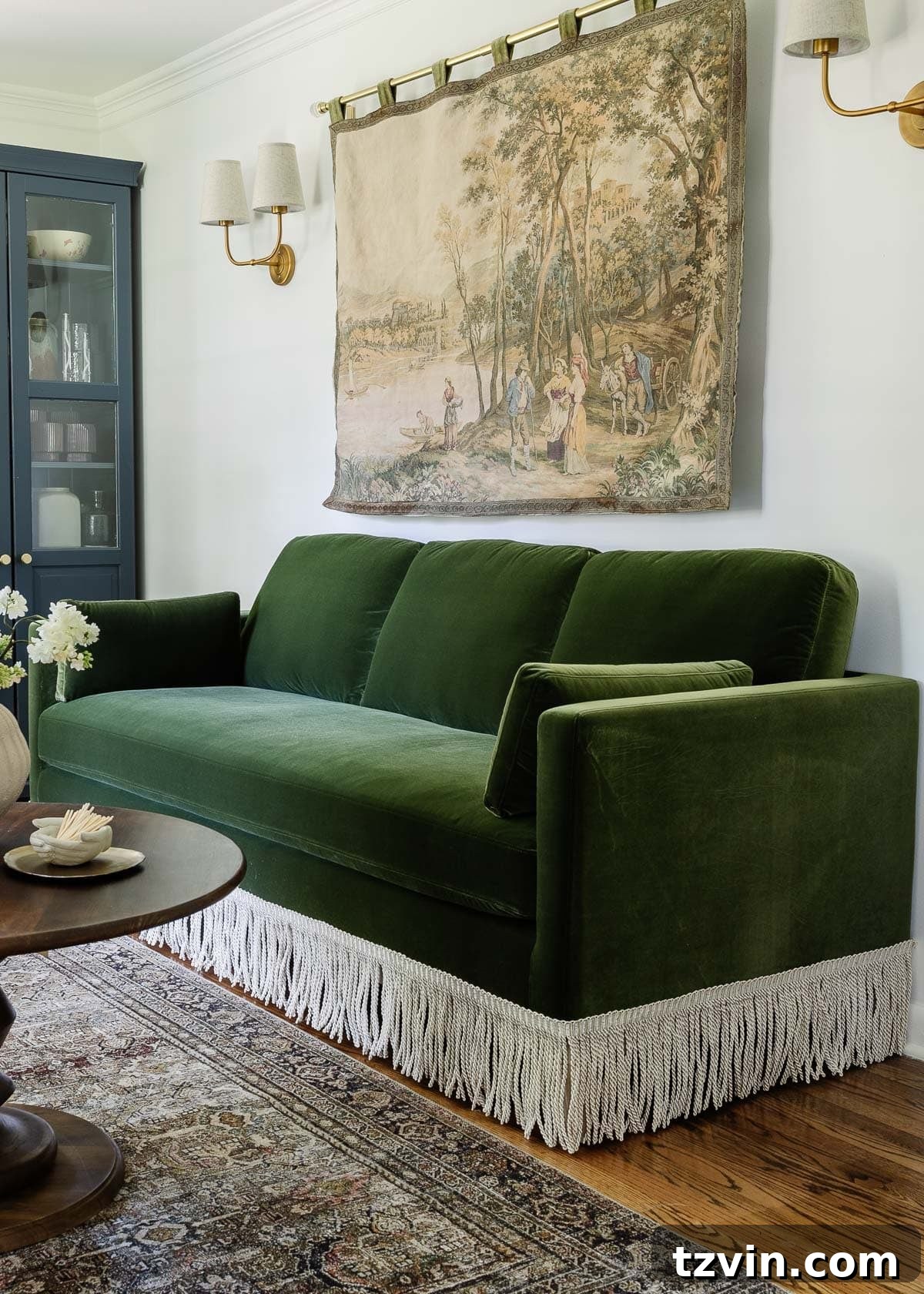 12 Furniture Upgrades That Make Your Pieces Look Expensive 13 diy grandmillennial style sofa with fringe