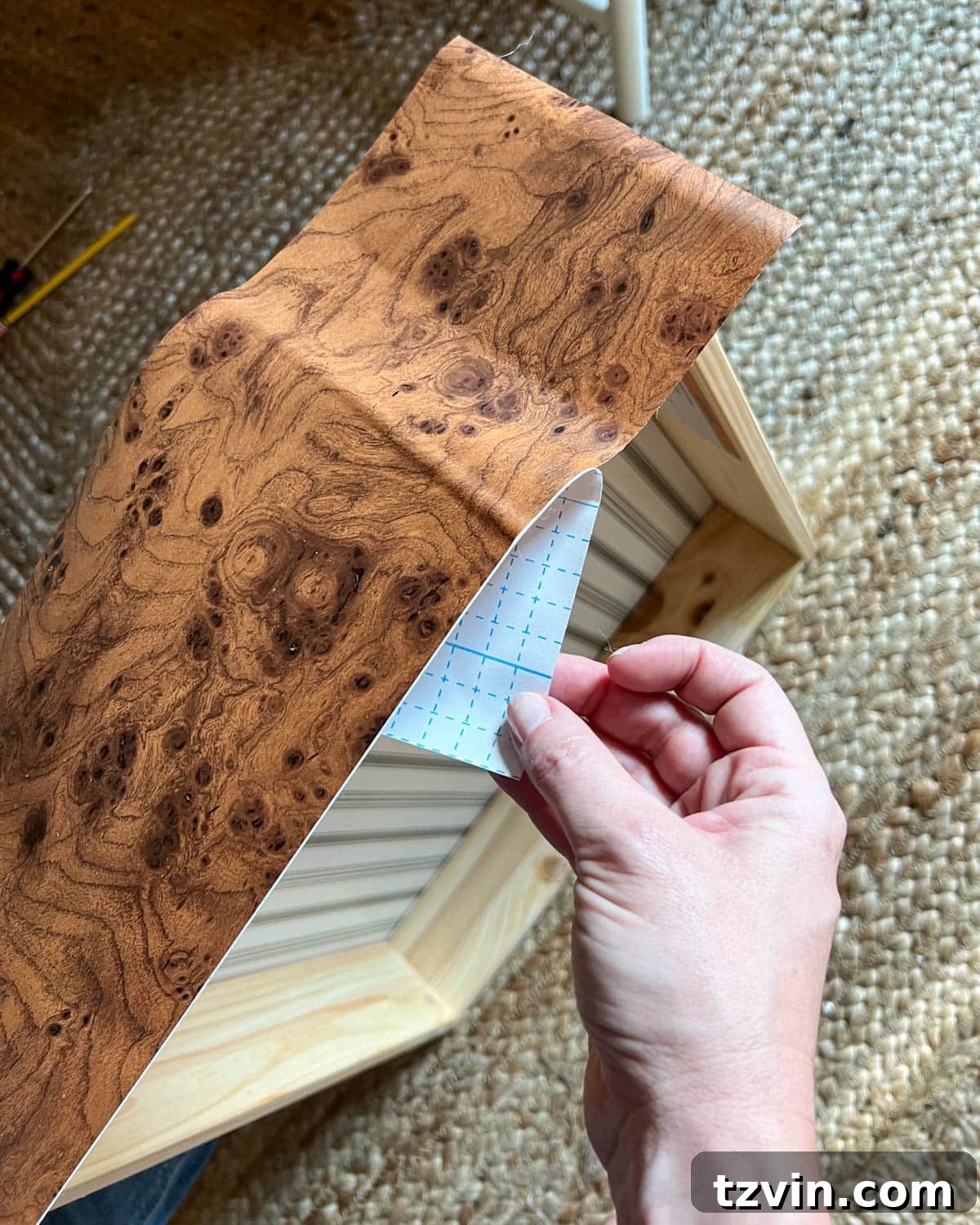12 Furniture Upgrades That Make Your Pieces Look Expensive 22 burl wood contact paper dresser makeover